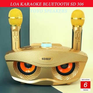 Loa karaoke Bluetooth SD 306, Loa bluetooth không dây - kèm 2 micro hát karaoke bluetooth bass cực chuẩn