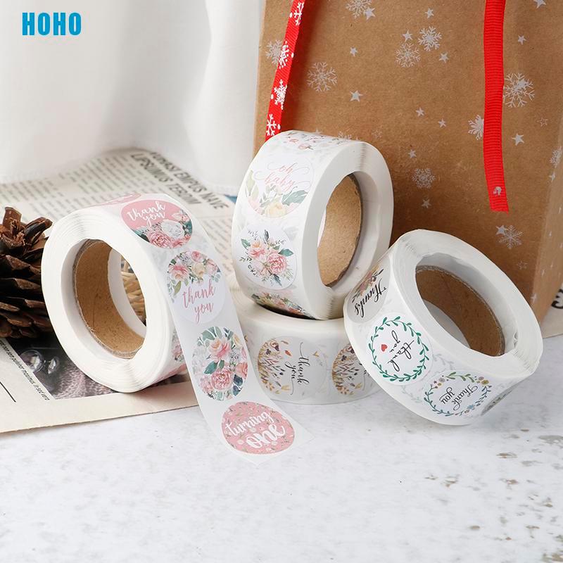 Cuộn 500 Nhãn Dán Họa Tiết Chữ Thank You Thiết Kế Độc Đáo Trang Trí Đa Dụng
