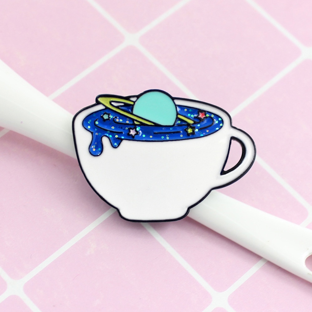 YOML✔Creative Unisex Space Coffee Cup Enamel Brooch Pin Bag Cap Jacket Badge Jewelry