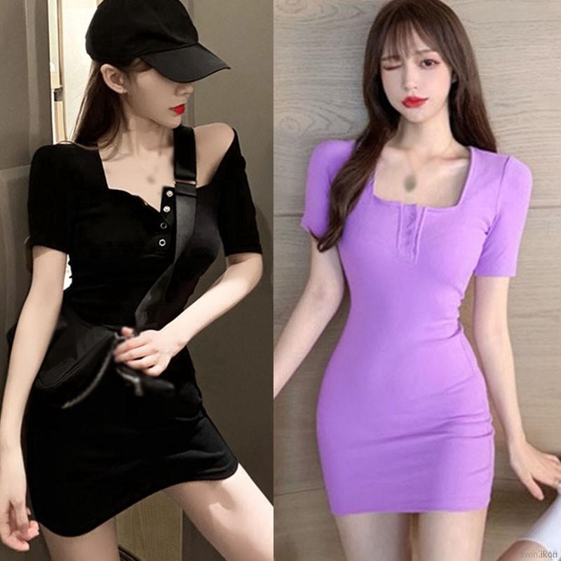 Đầm ôm dáng cổ vuông phong cách retro dự tiệc quyến rũ dành cho nữ