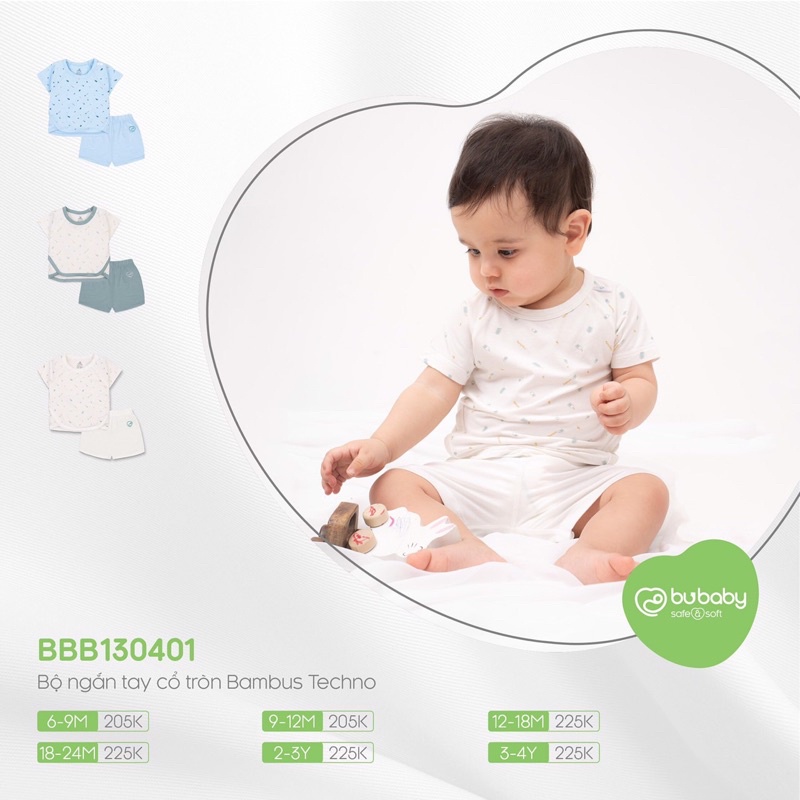 Bu baby - Bộ ngắn tay cổ tròn BambusTechno BBB130401