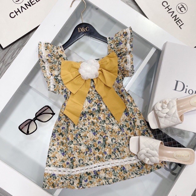 VÁY HOA NHÍ NƠ XINH TAY CÁNH TIÊN VIỀN REN