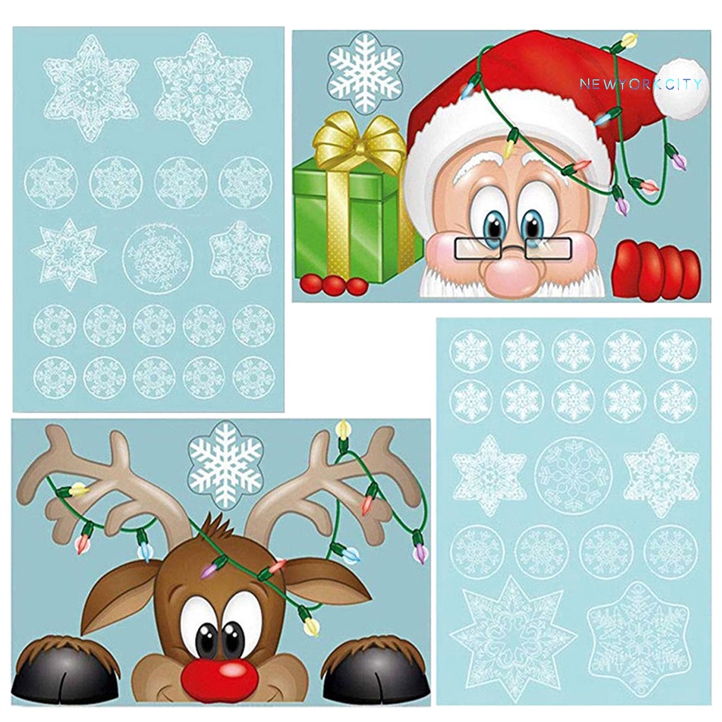 Miếng Dán Cửa Kính Bằng PVC Hai Mặt Chống Nước Hình Bông Tuyết Giáng Sinh