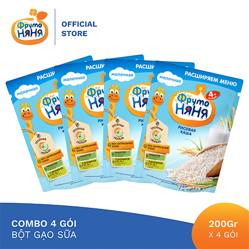 Combo 4 Gói Bột ăn dặm gạo sữa Fruto Nyanya 200g/gói