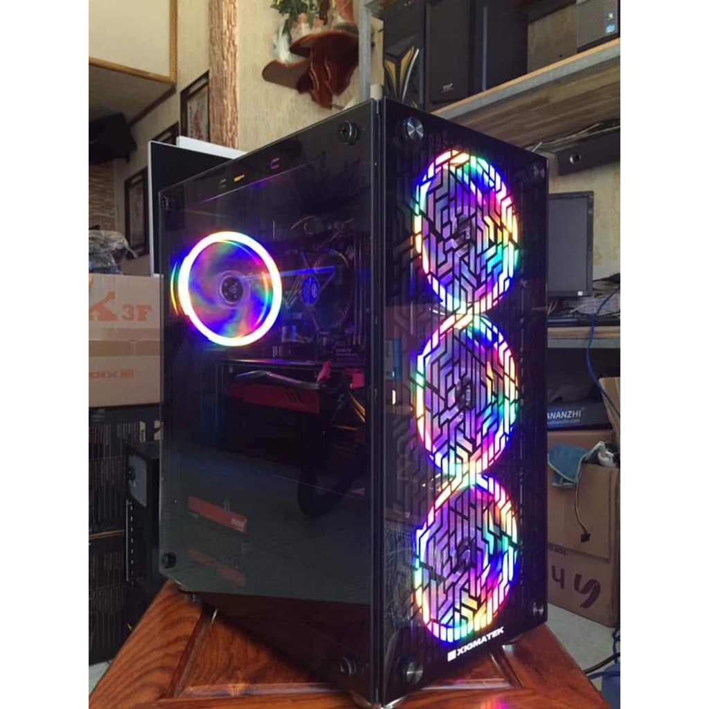 Máy tính cấu hình cao chơi game làm đồ họa vỏ LED RGB đẹp giá siêu thơm có thu wifi