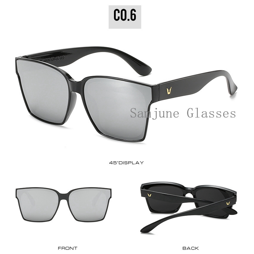 Kính Mát Samjune 18026 Gọng Vuông Oversize Chống Tia Uv400 Phong Cách Retro Thời Trang 2019