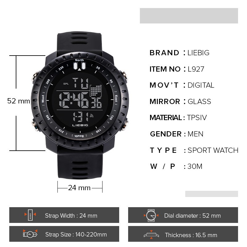 SKMEI A200927 Military Style Men's Digital Electronic Sports Watch Alarm Clock LED Backlight Waterproof and Shockproof