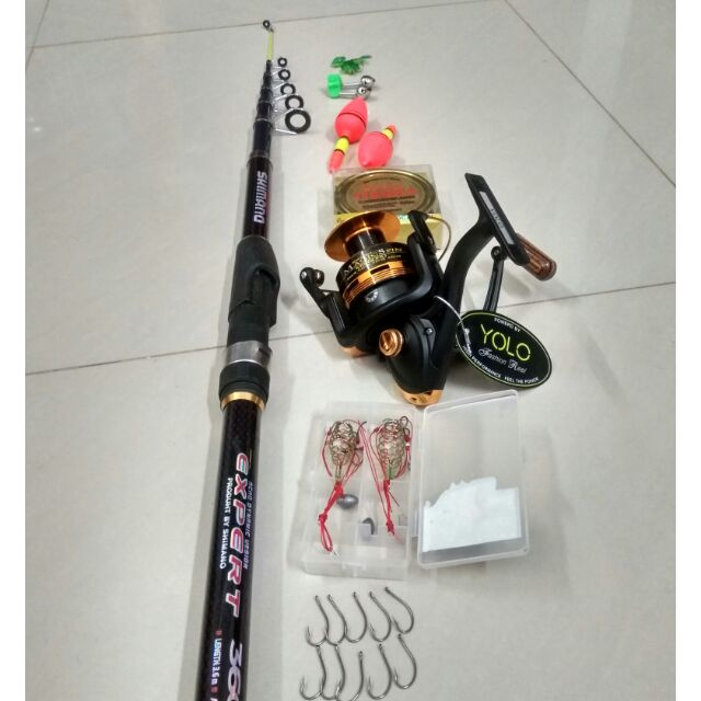 Combo bộ cần câu rút lục. Máy câu yolo ms 6000. Tặng kèm phụ kiện