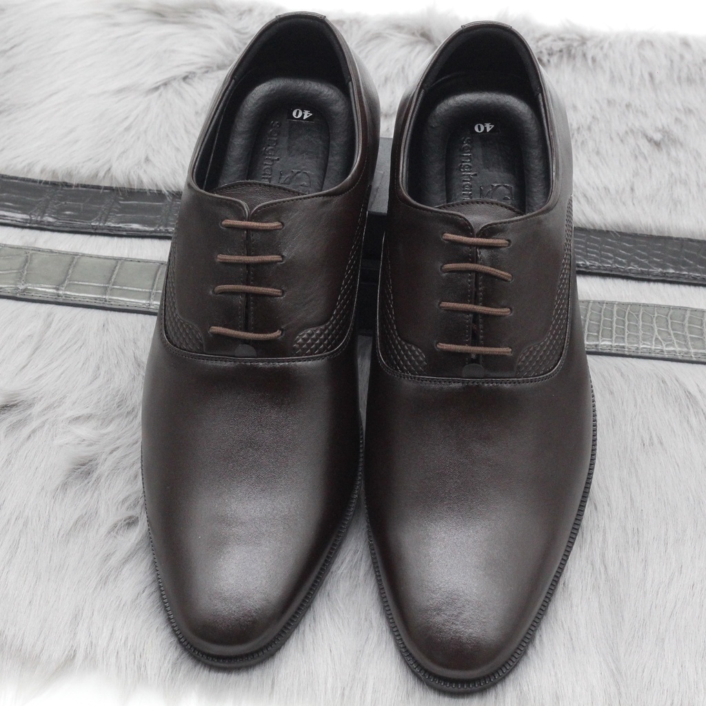 Giày Tây Công Sở Da Bò Nhập Khẩu Cao Cấp, Giày Nam Da Thật Buộc Dây Đế Đúc Cao Su Hợp Thời Trang Trẻ Trung BH12 Tháng