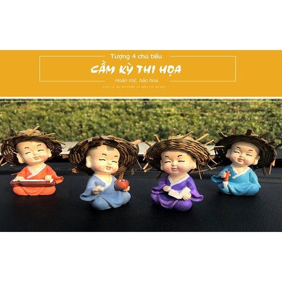 Bộ 4 Chú Tiểu Cầm Kỳ Thi Họa Cao Cấp