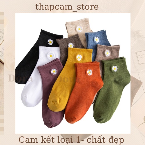 Tất vớ ngắn cổ cúc họa mi thêu