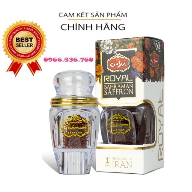 Chính Hãng -1gr Saffron Royal Negin Iran  Thương Hiệu Bahraman /Nhụy Hoa Nghệ Tây