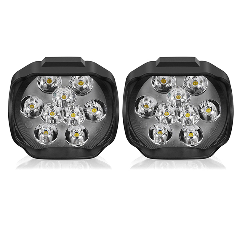 Đèn Pha 9 Bóng Led 6w Dc12V Ánh Sáng Trắng Siêu Sáng Cho Xe Đạp / Xe Máy