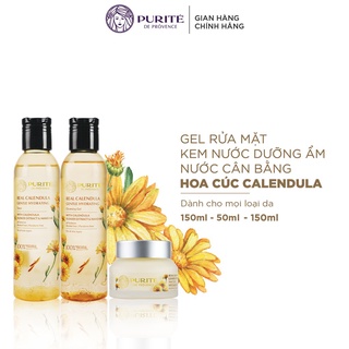 Combo Gel Rửa Mặt Hoa Cúc Calendula Purité 150ml + Nước Cân Bằng 150ml + Kem Dưỡng Ẩm Và Làm Dịu Da Purité 50ml