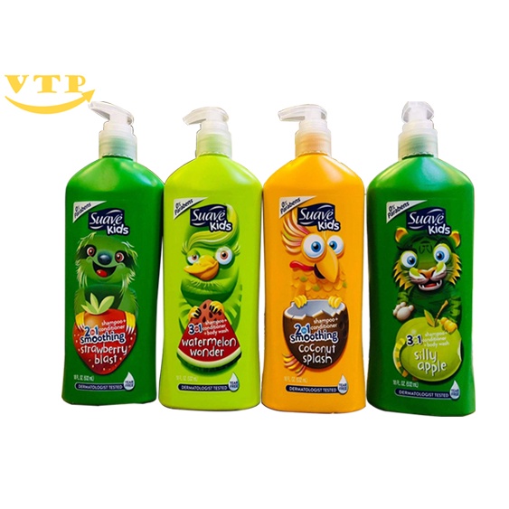 Dầu Gội Xả Tắm Cho Bé Suave Kids 3 In 1 Chai 532ml – Mỹ