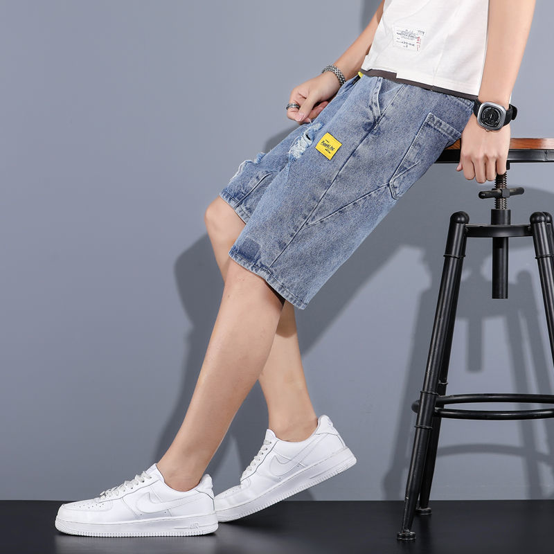 Quần Jeans Lửng Rách Gối Thời Trang Dành Cho Nam Size Lớn 5