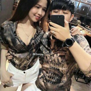Áo cặp sơ mi lụa in 3D về hàng nhé