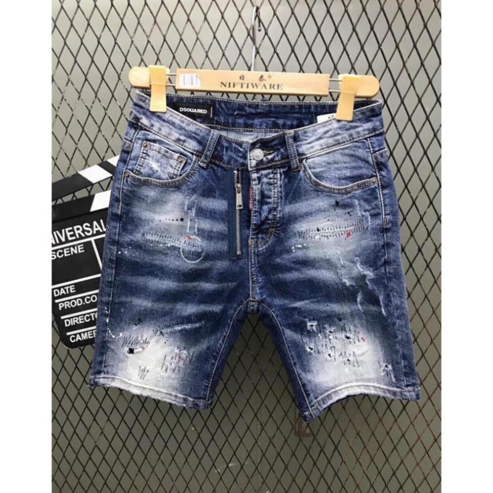 Quần short jean nam, quần bò nam ngắn, quần lửng nam, quần sọt nam màu xanh rách vẫy sơn đẹp 2021 QJNA0004  ༷  ྇ ་ ་