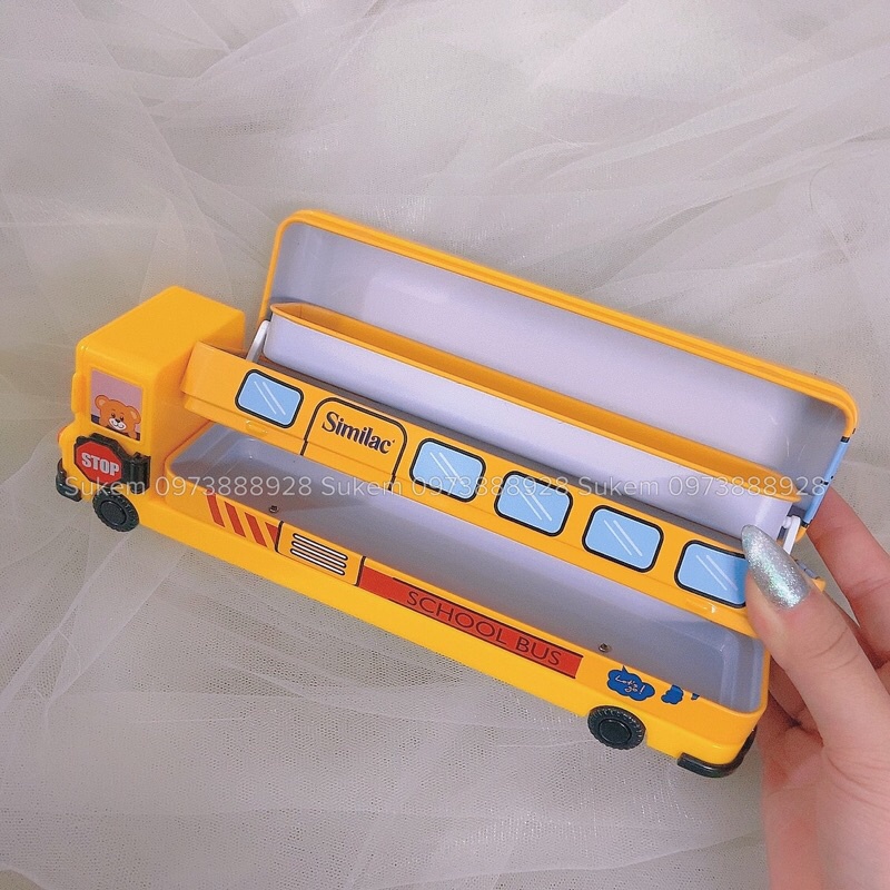 Hộp đựng bút 2 tầng hình xe bus cho bé