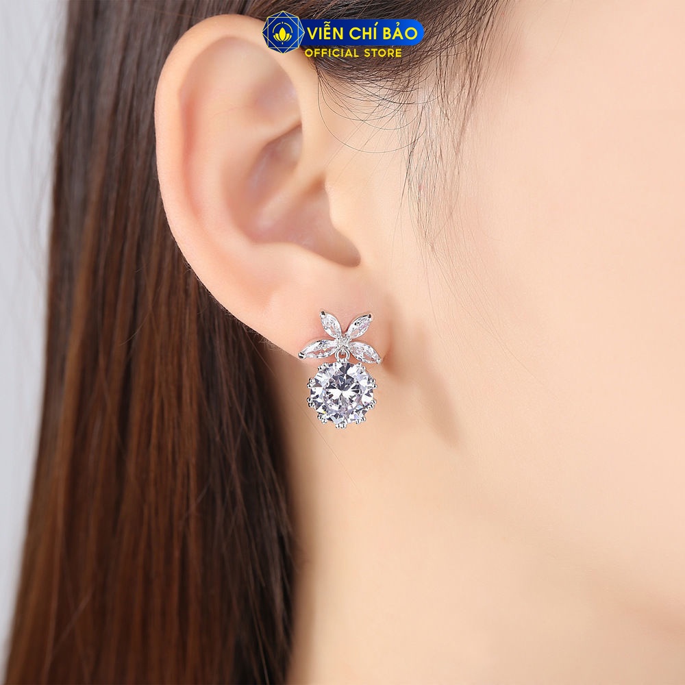 Bông tai bạc nữ hoa đá chất liệu bạc nữ 925 thời trang phụ kiện trang sức nữ thương hiệu Viễn Chí Bảo B400466-