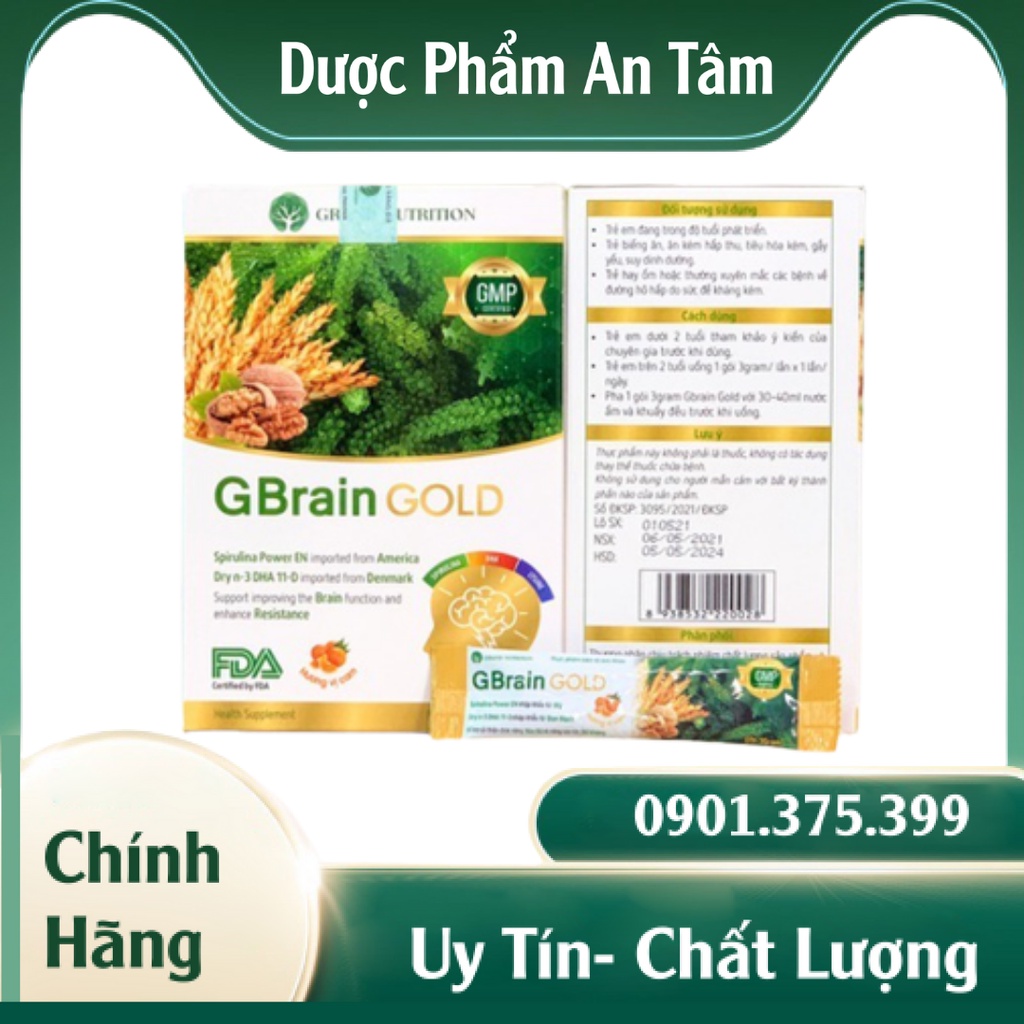 Cốm Trí Não G-Brain Gold - Hỗ Trợ Phát Triển Trí Não Cho Bé (Hộp 30 gói)