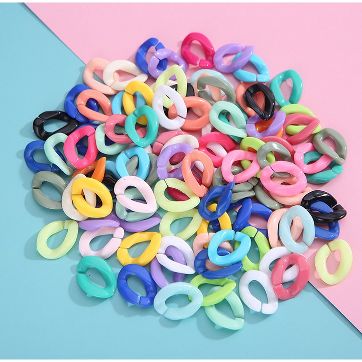 Set 30 mắt xích xoắn 23mm*17mm nhiều màu sắc làm trang sức thủ công thời trang