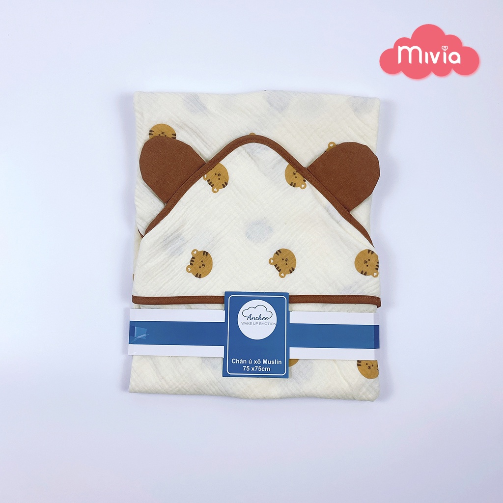 Khăn ủ cho bé sơ sinh, chăn ủ xô muslin hàng cao cấp loai đẹp Anchee style Hàn Quốc