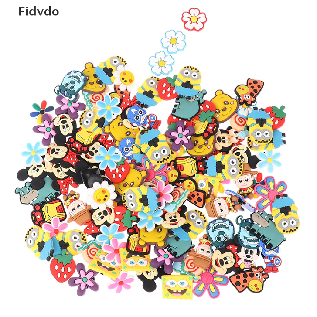 Fidvdo 20Pcs Crocs Jibbitz Random Style PVC Cute Cartoon Shoes Charm for Crocs Slipper PH
