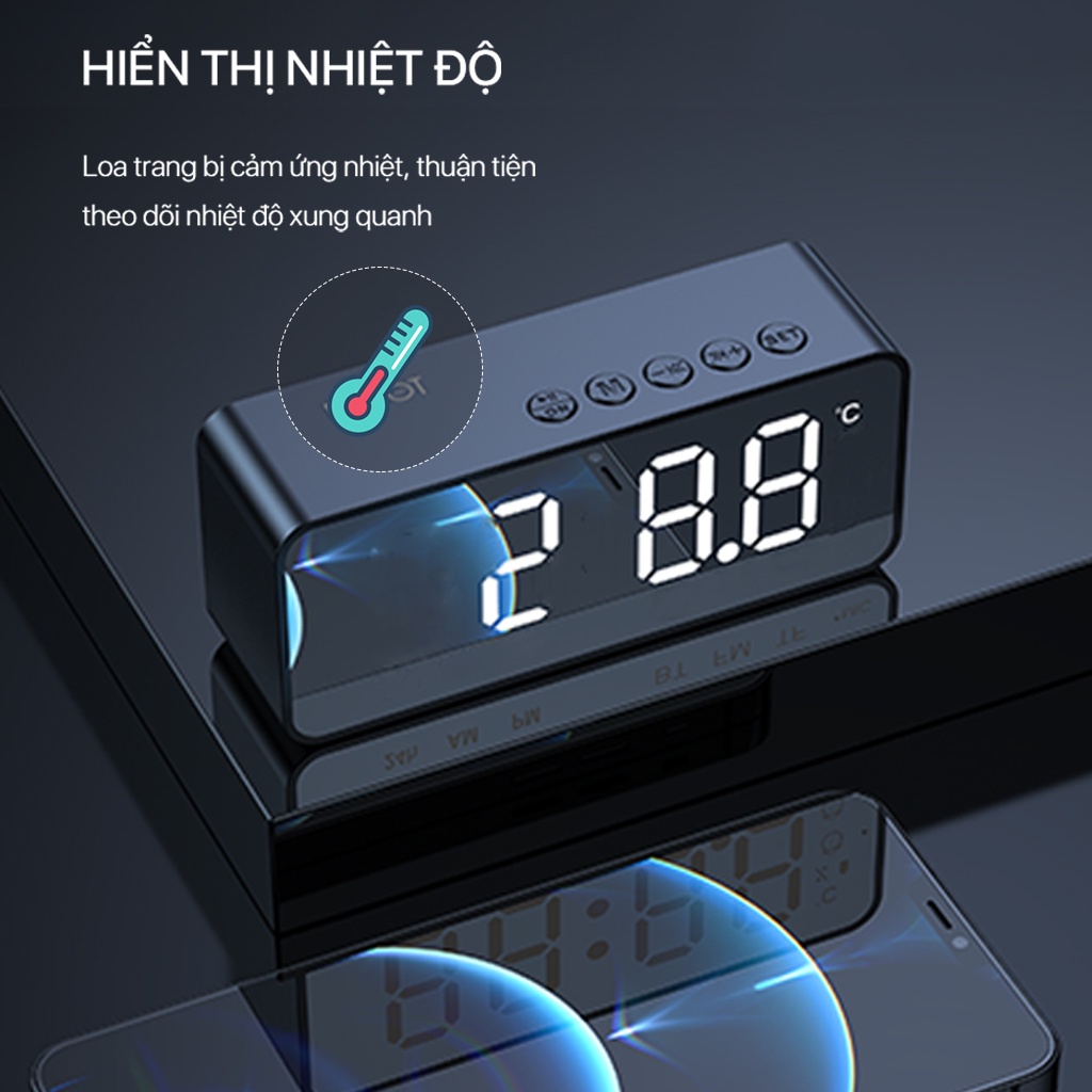 Loa Bluetooth Đa Năng 5.0 ROBOT RB150 Màn Hình LED Kiêm Đồng Hồ Báo Thức Hỗ Trợ Thẻ Nhớ Nghe FM Hàng Chính Hãng