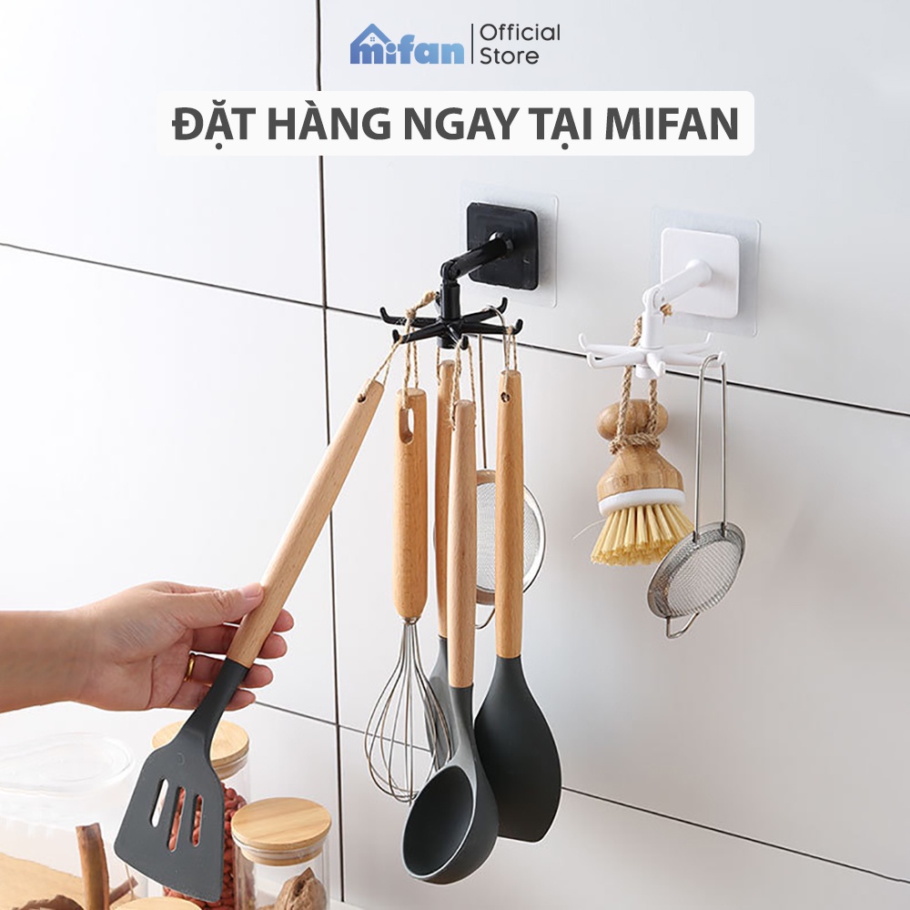 Móc Dán Treo Đồ Bếp Đa Năng MIFAN - Móc Treo Vá Muỗng Thìa Xoay 360° Siêu Tiện Lợi - Keo Siêu Dầy Chịu Lực