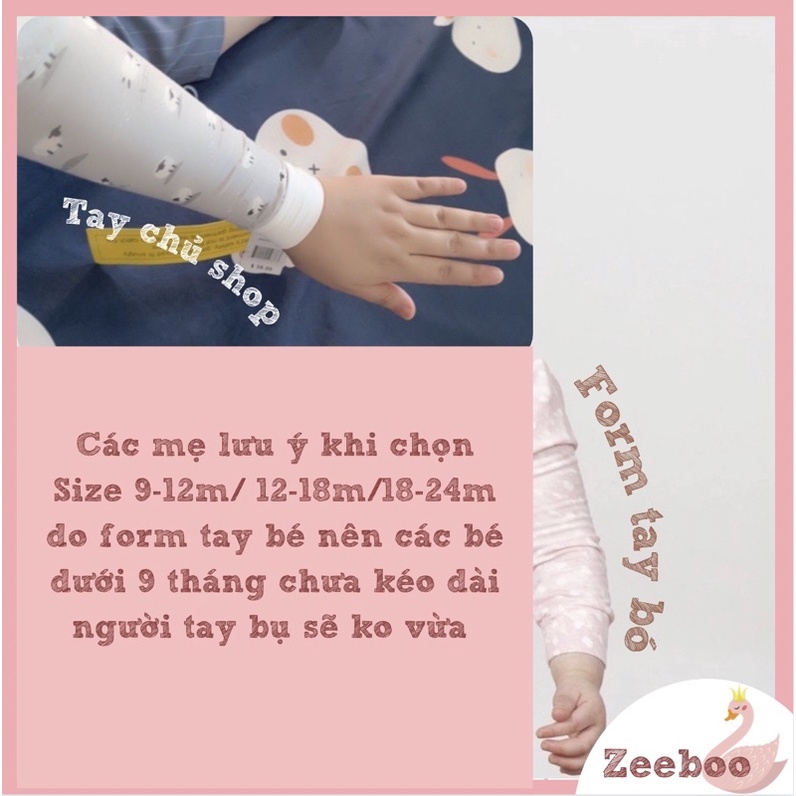 Bộ liền thân sleep body suit mềm mát cho bé từ 12 tháng - 18 tháng - 24 tháng, chất liệu vải cao cấp thun lạnh mềm mát