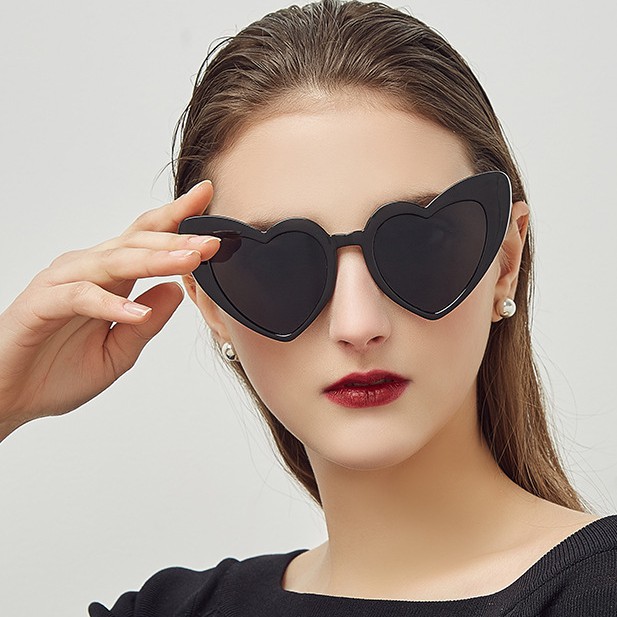 Kính mát hình trái tim không viền chống tia UV400 thời trang cho nữ