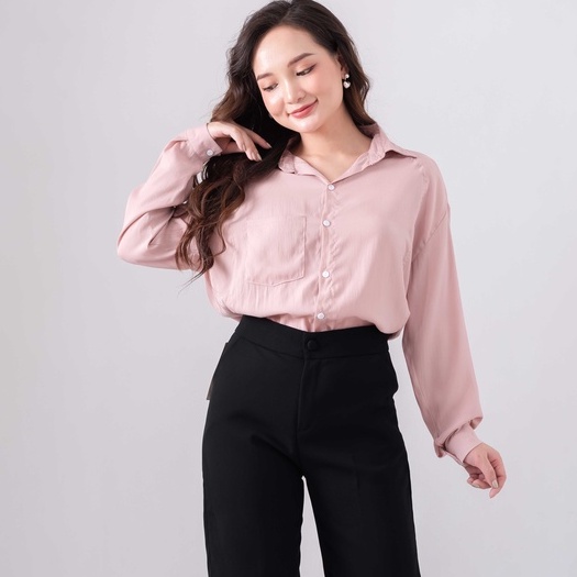 [Ảnh thật/Sẵn] Áo sơmi lụa tăm 4 màu túi ngực hot hit