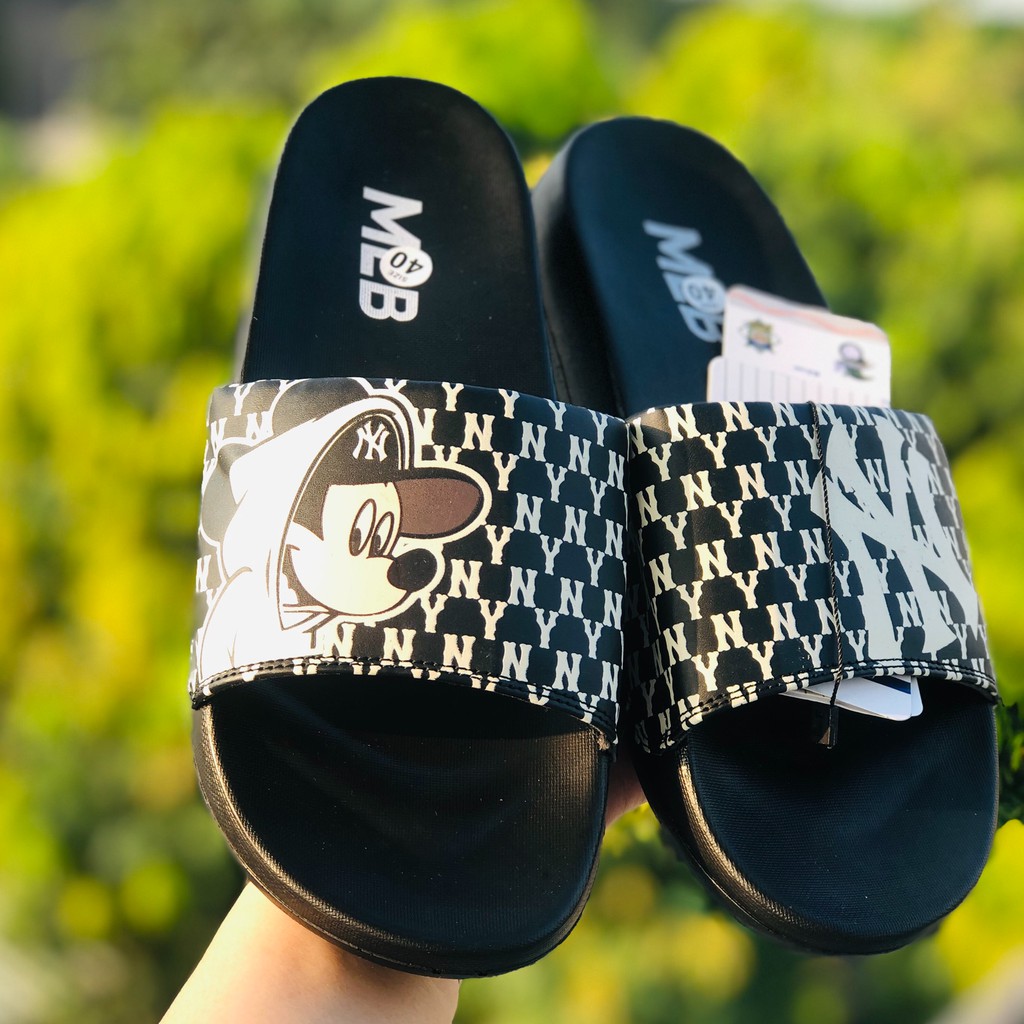 Dép quai ngang nam nữ 𝐌𝐋𝐁 đen trắng FREESHIP + hộp chất xịn 1-1, lót dày, in 3d không tróc, tem tag mác đầy đủ