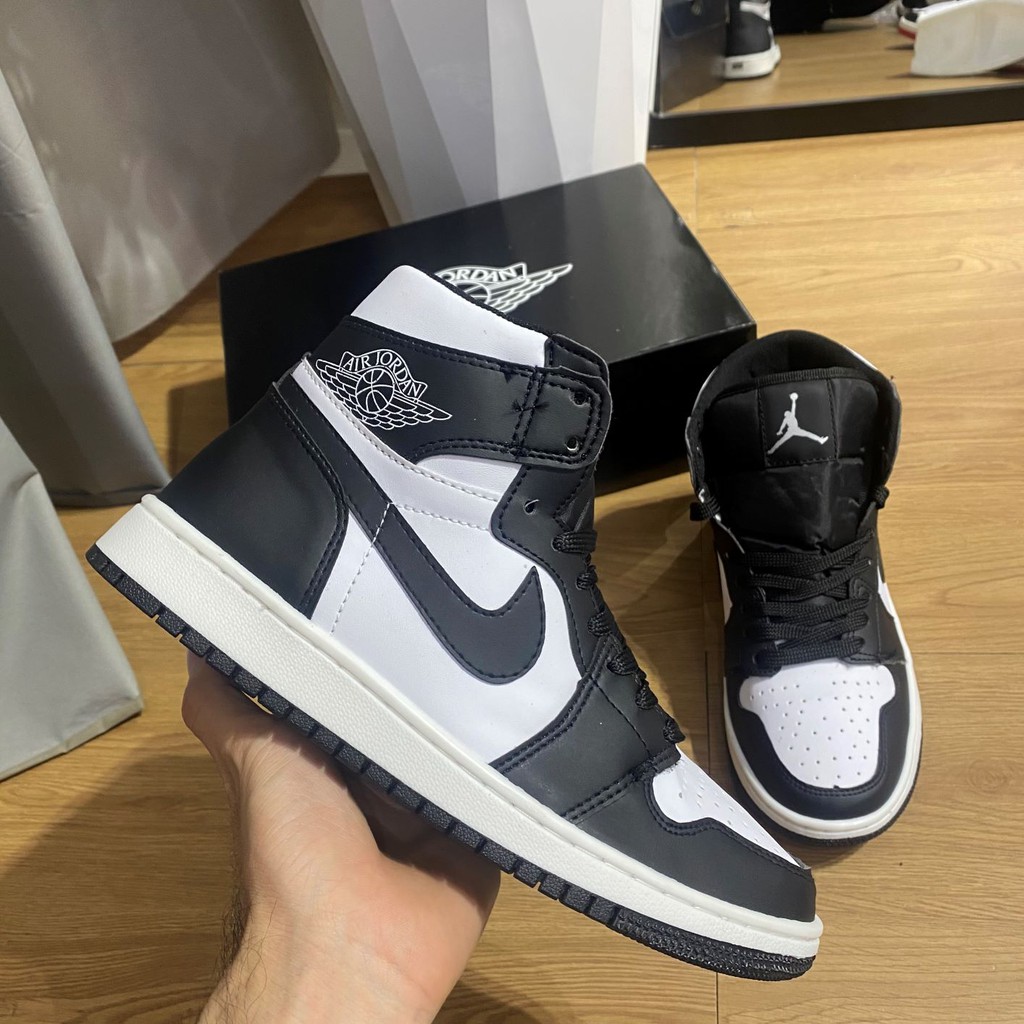 Giày jordan 1 cổ Cao❤️full bill + box❤️ jordan đen trắng cổ cao [ảnh thật + video] jordan panda