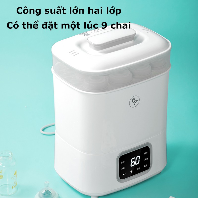 Máy tiệt trùng sấy khô UV, khử khuẩn 360 độ, hâm sữa, chất liệu an toàn, chịu nhiệt cao QZ-XD12 - BH 12 tháng