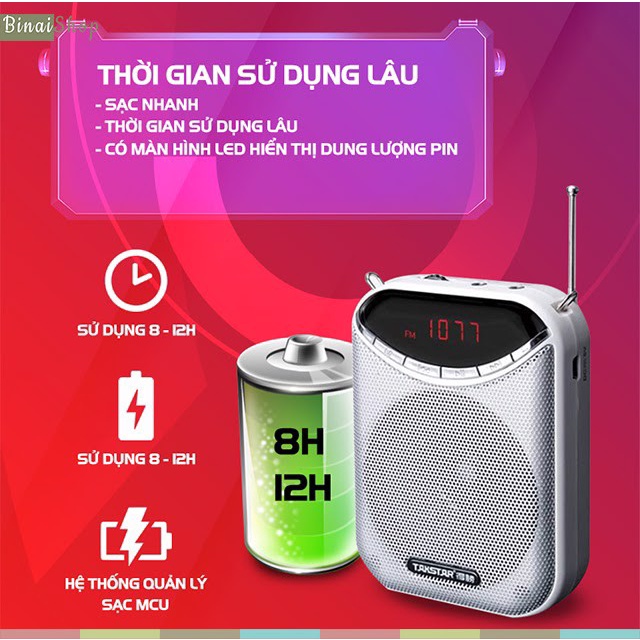 [Mã ELHACE giảm 4% đơn 300K] Máy trợ giảng không dây UHF, Bluetooth Takstar E300W[Bảo hành 12 tháng]