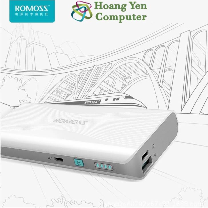 [MẪU MỚI] Sạc Dự Phòng Romoss Sense 4+ 10000Mah (Sạc Nhanh QC3.0 18W, PD 18W) - BH 1 Năm - Hoàng Yến Computer