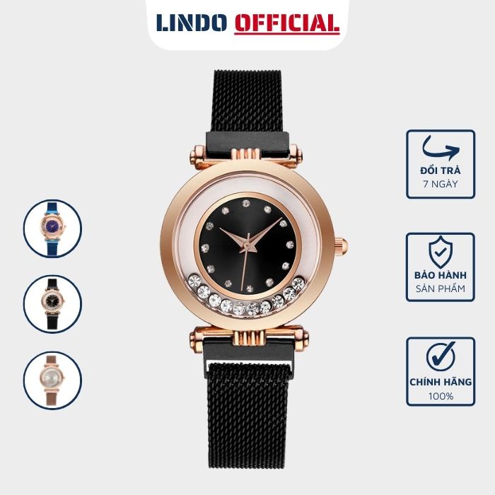 Đồng hồ nữ dây thép mặt tròn chính hãng giá rẻ thời trang cao cấp bền bỉ D-ZINER NT27