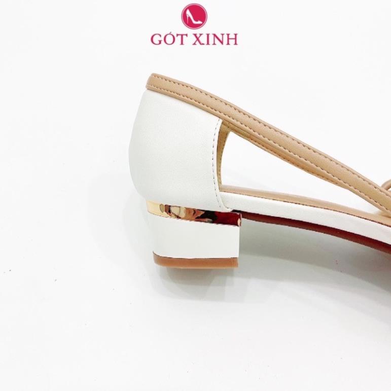 🌷 Giày cao gót nữ GÓT XINH G10 màu kem da mờ đế vuông cao 3cm