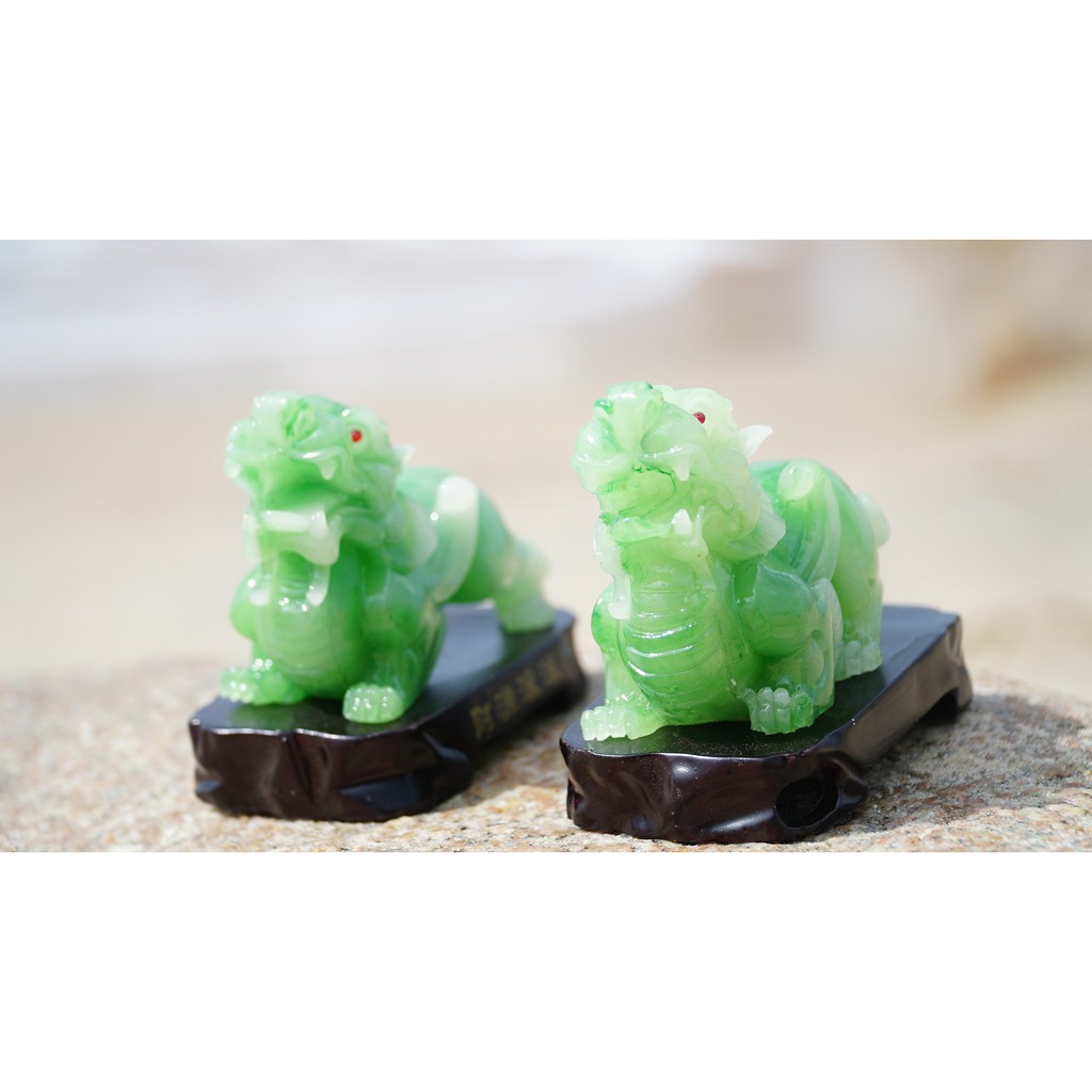 Cặp tượng Tỳ Hưu xanh ngọc phong thủy tài lộc - Cao 10cm | BigBuy360 - bigbuy360.vn