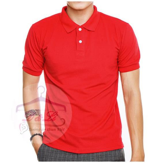 Áo thun Polo ngắn tay có cổ màu Đỏ tươi (S,M,L,XL,XXL) thun cá sấu 100% cotton đẹp lung linh giá sỉ  ྇