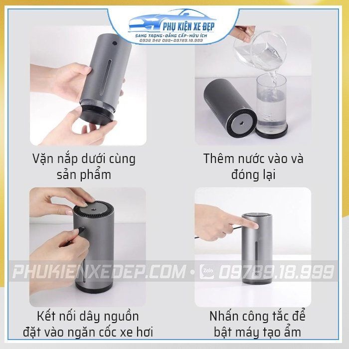 Máy phun sương tạo ẩm xông tinh dầu ⚡FREESHIP⚡ dùng cho xe hơi Baseus | Chất liệu kim loại Sang Trọng, dung tích 75ml