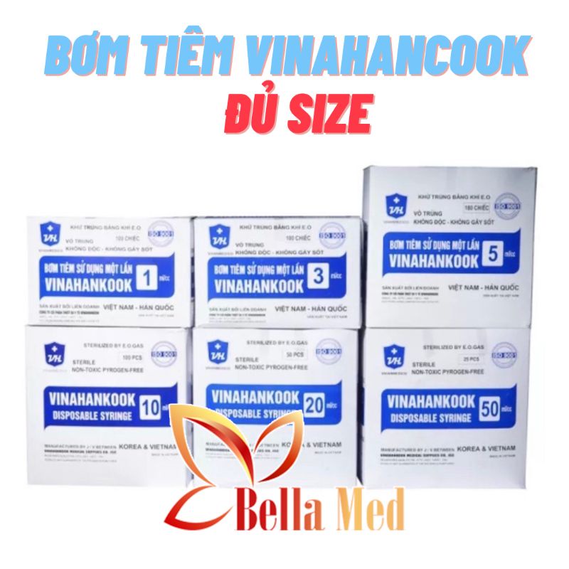 Hộp 100 cây bơm kim tiêm ống chích sử dụng 1 lần 1cc/ml, 3cc/ml, 5cc/ml, 10cc/ml, 20cc/ml