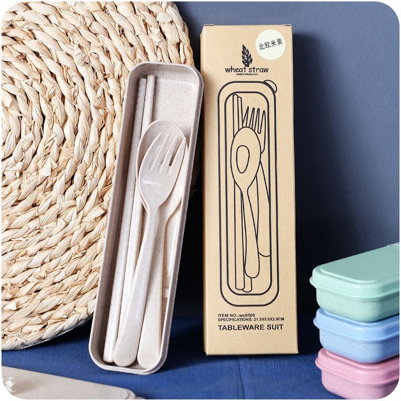 Bộ Thìa  , Dĩa , Đũa 3 Chi Tiết Lúa Mạch 1601 Shop Giao Hàng Nhanh 88