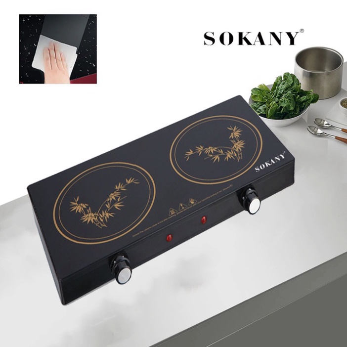 Bếp đôi điện từ hồng ngoại Sokany cao cấp 1200W không kén nồi
