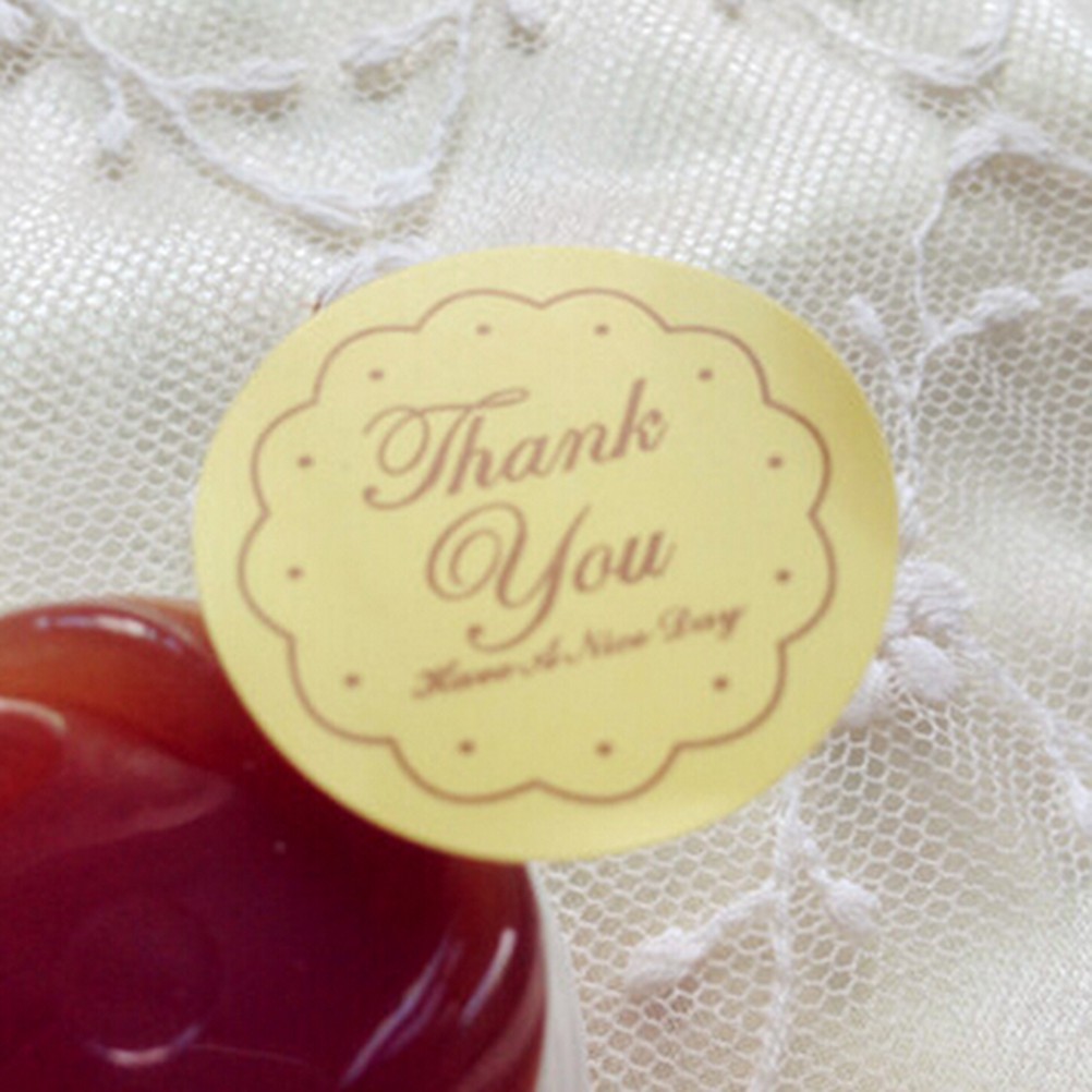 Set 24 Miếng Dán Hình Oval In Chữ Thank You Nhãn Dán Cho Gói Quà Phong Bì Túi Thẻ Con Dấu Hình Oval Cảm Ơn