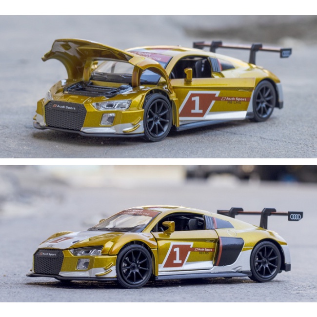 Xe mô hình, Xe hợp kim Audi R8 LMS cao cấp, tỷ lệ 1:32, quà tặng, trang trí, sưu tầm.