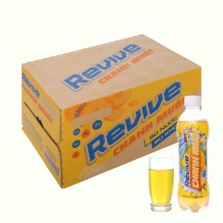 Thùng 24 chai Nước bù khoáng REVIVE chanh muối chai 390ml / Lốc 6 chai REVIVE vàng chanh muối chai 390ml