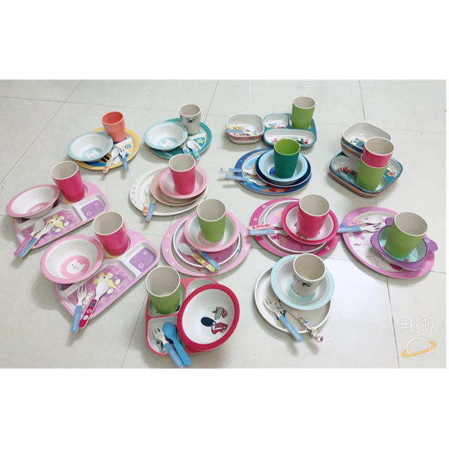 BỘ KHAY BÁT ĂN DẶM LÚA MẠCH BỘT TRE XUẤT DƯ CHO BÉ
